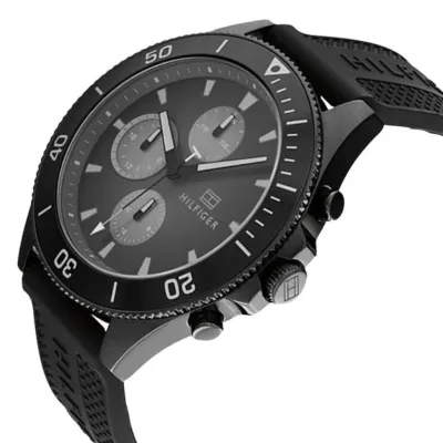 Tommy Hilfiger Men’s Larson  Quartz Black Silicone Strap Watch